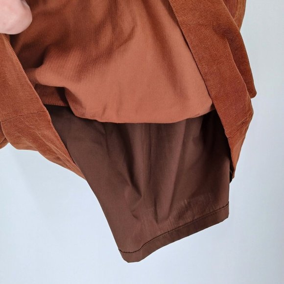 LEONA by LAUREN LEONARD Sz 2 Corduroy Cut Out Brown Shift Dress Sleeveless Lined - Picture 5 of 15